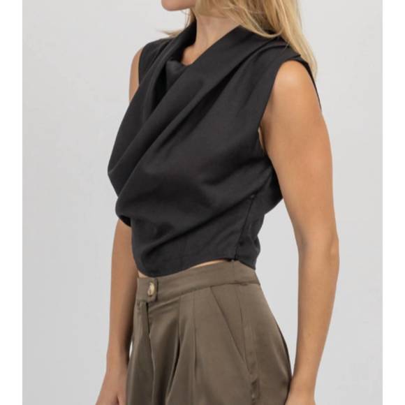 NEW STRUT & BOLT joah high cowled blouse in black - Picture 3 of 5